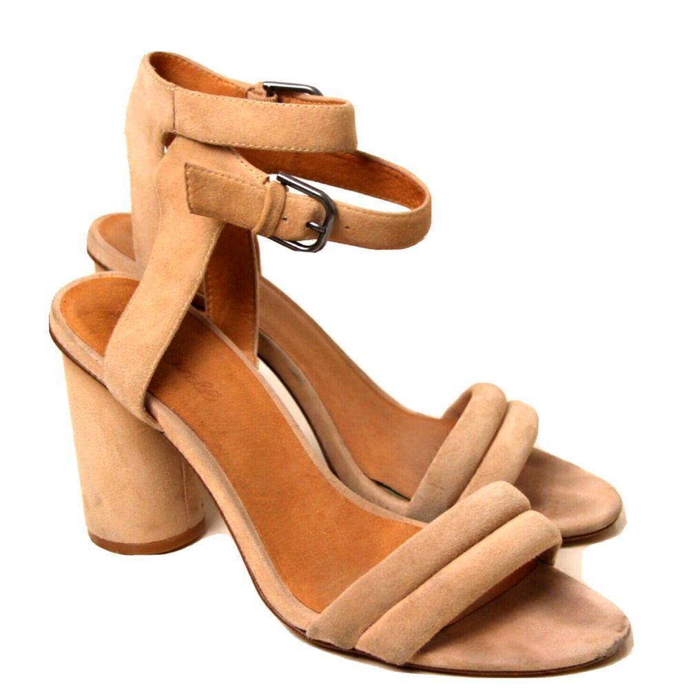 MADEWELL LIGHT NUDE PINK GENUINE LEATHER 3.5" HEEL STRAPPY SANDALS SHOES 9.5B